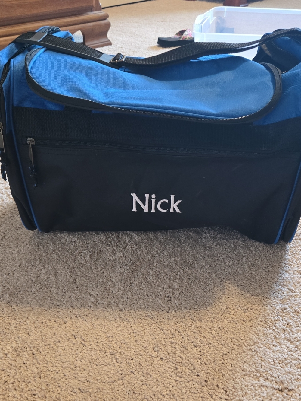 Blue and Black Personalized Duffel Bag